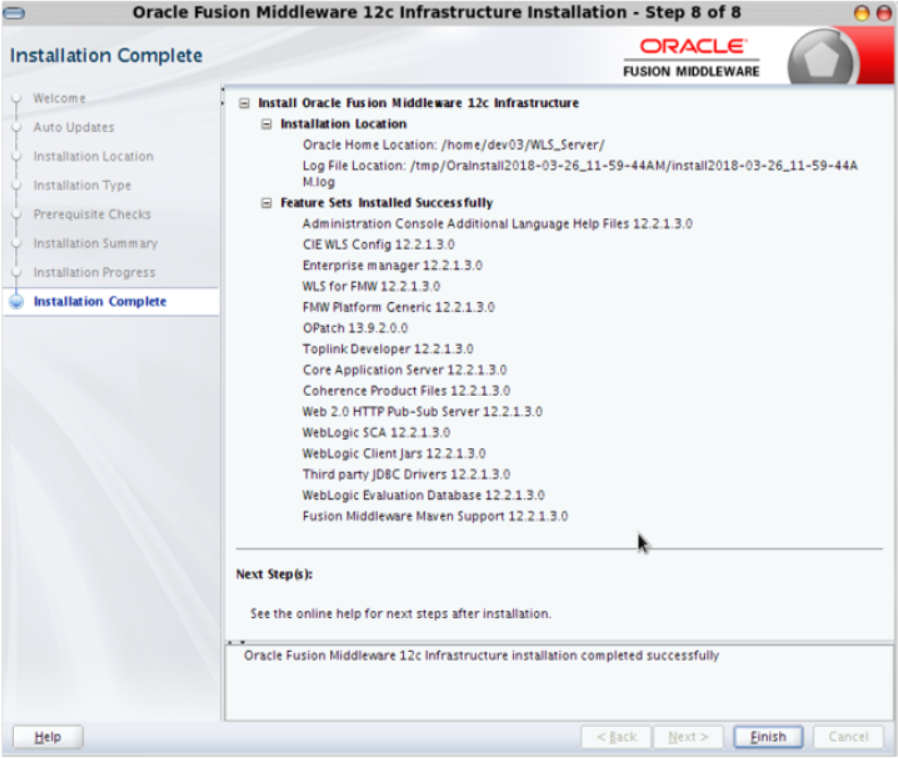 Installation Complete window